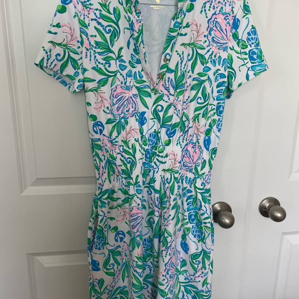 Lilly Pulitzer Green and Purple Midi Sundress V-Neck